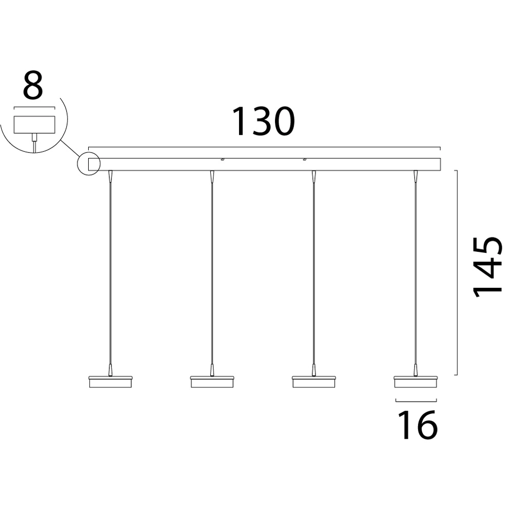 4-lichts hanglamp Imperia 130cm zwart met goud Masterlight 8718121352503