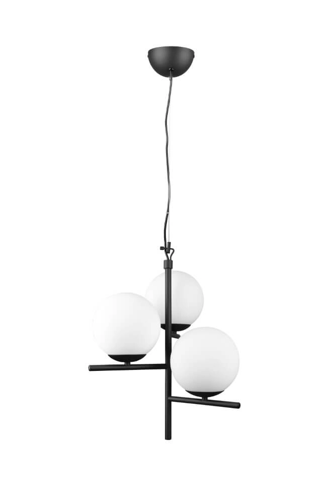 Hanglamp Pure 3-lichts zwart met witte bollen