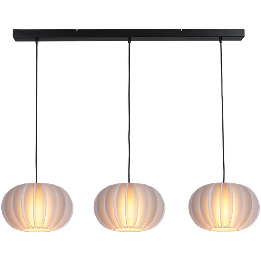 3-lichts hanglamp Arena met witte kappen
