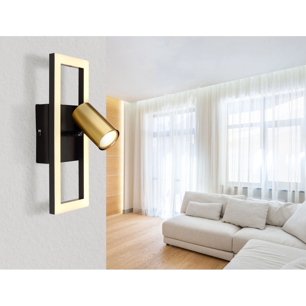 Design wandlamp Marrie zwart met goud Globo 9007371432172
