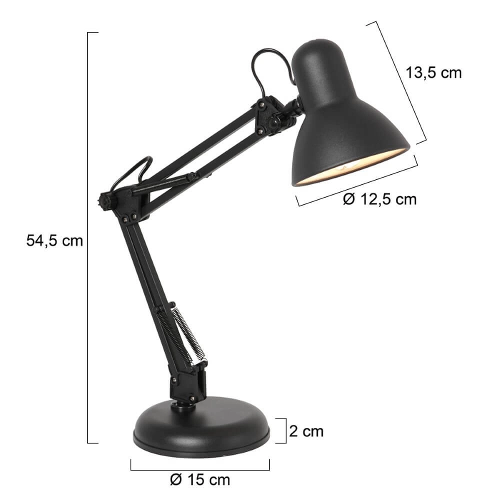 Retro bureaulamp Study mat zwart Steinhauer 8712746167108