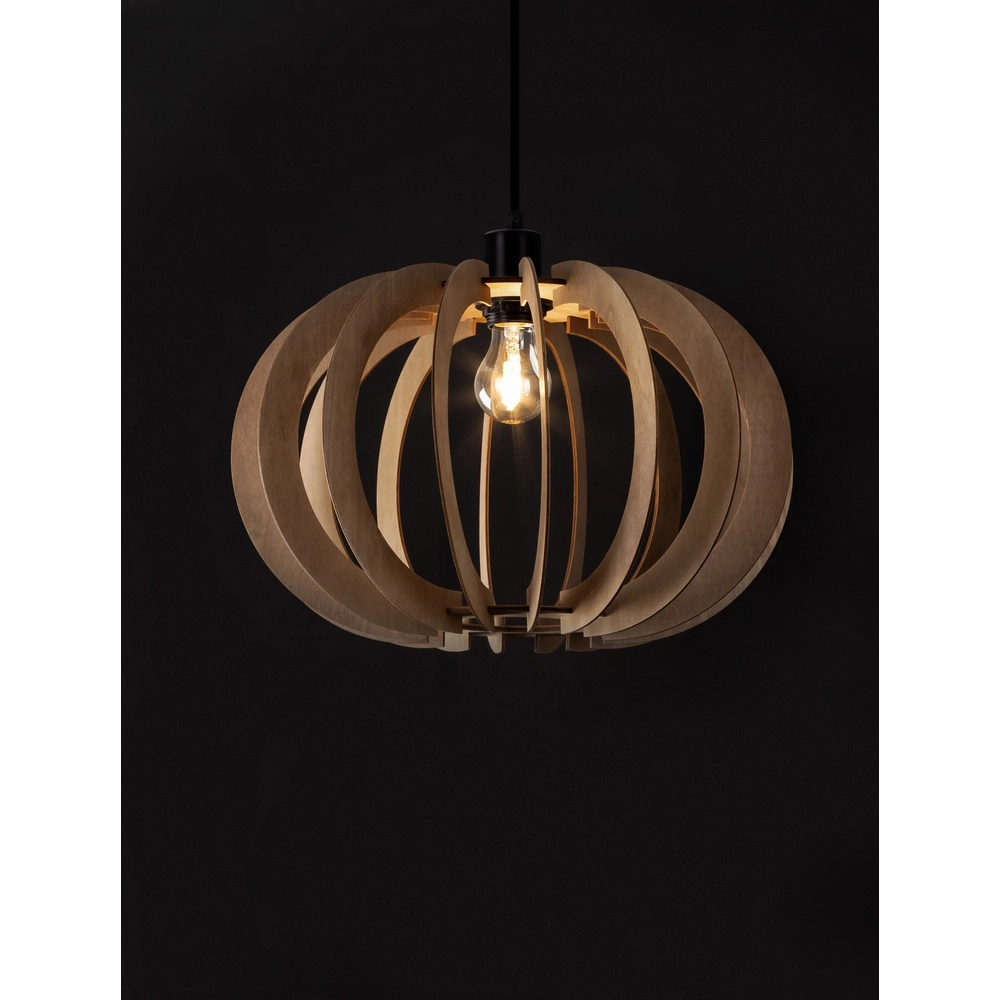 Houten hanglamp Ottoline donker Ø 40cm Lyora 5212017436207