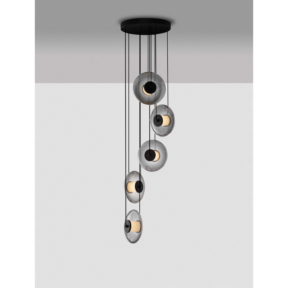 Unieke hanglamp Ballet zwart 5-lichts rond Lyora 5212017458445