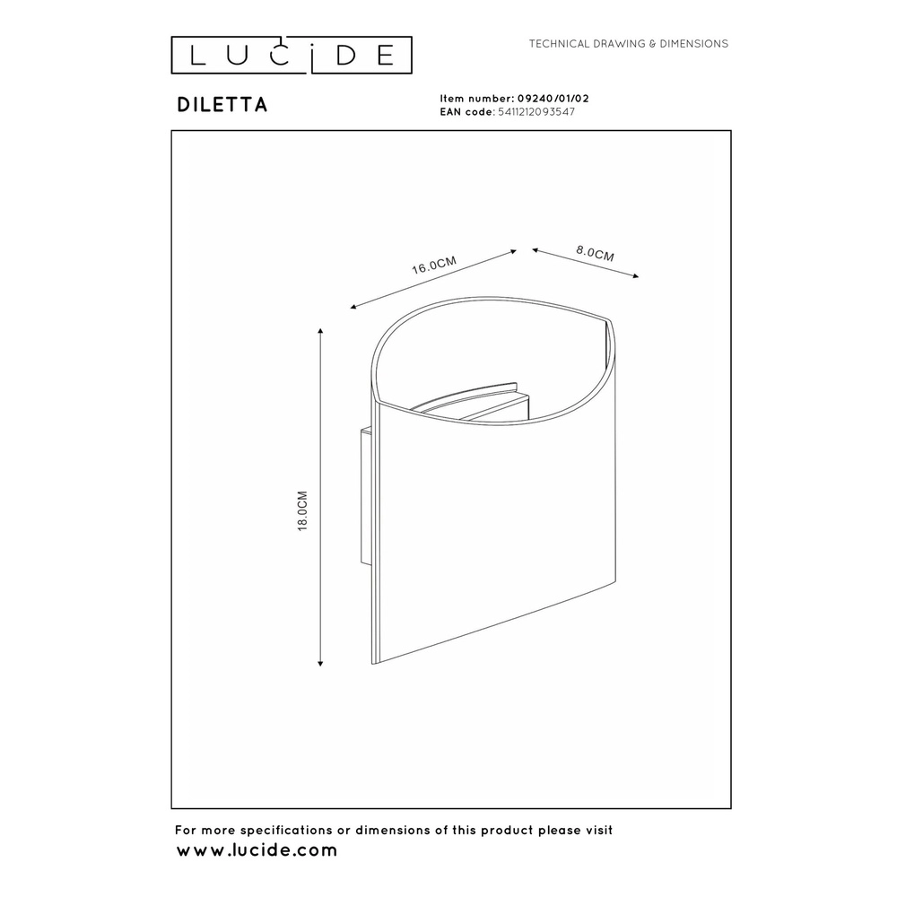 Design wandlamp Diletta goud Lucide 5411212093547