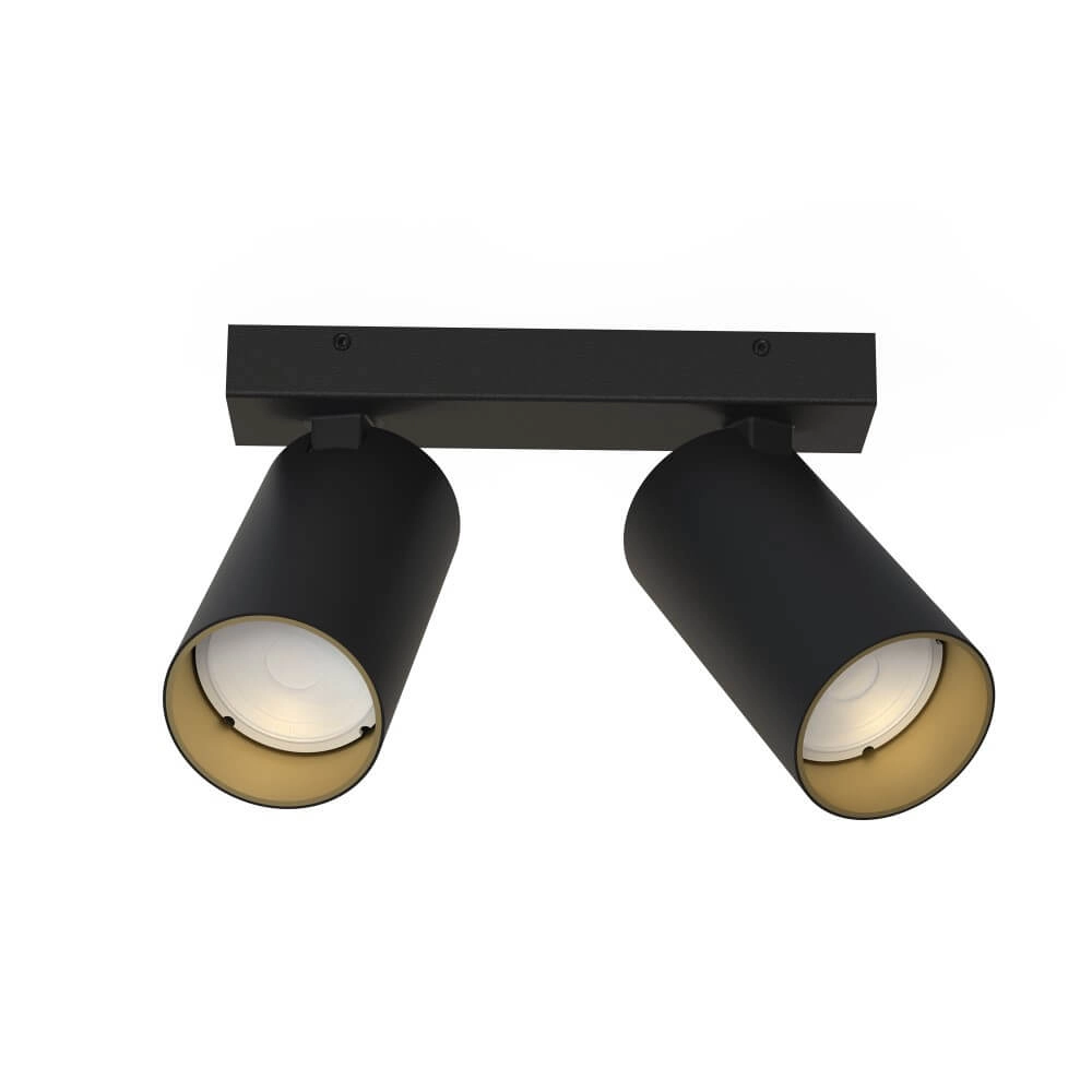 2-lichts opbouwspot Mono zwart met goud
