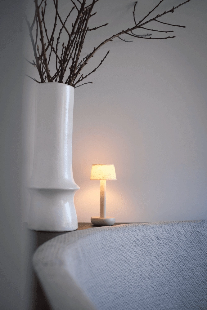 Oplaadbare tafellamp Two Beige linnen Humble 7446023312363