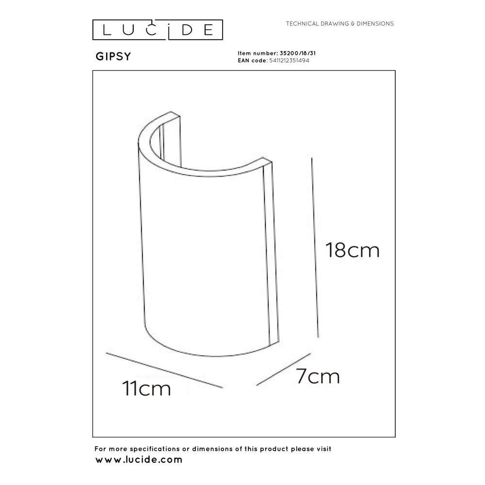 Wandlamp Gipsy wit Lucide 5411212351494