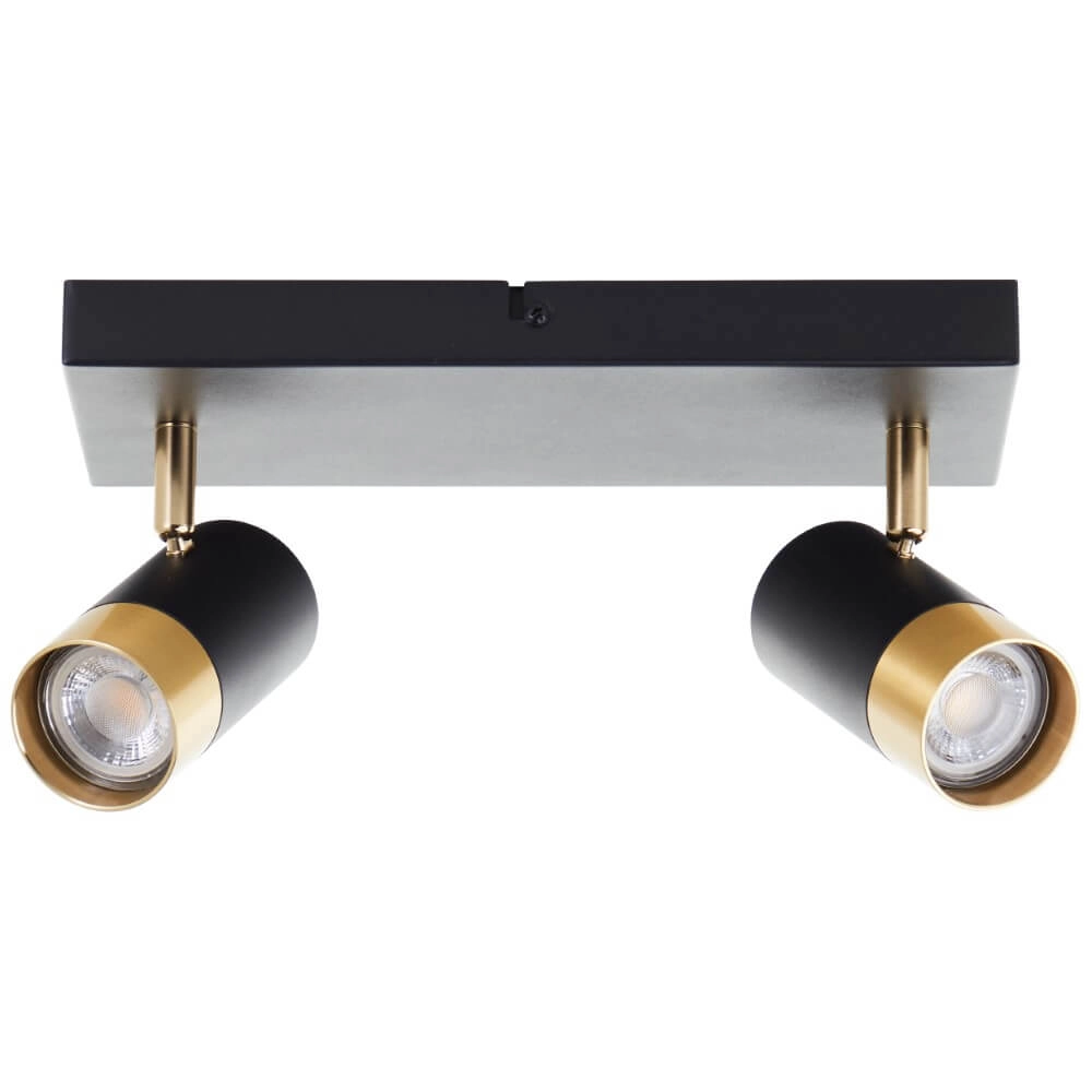 2-lichts opbouwspot Vigolo zwart met goud Brilliant 4004353441325