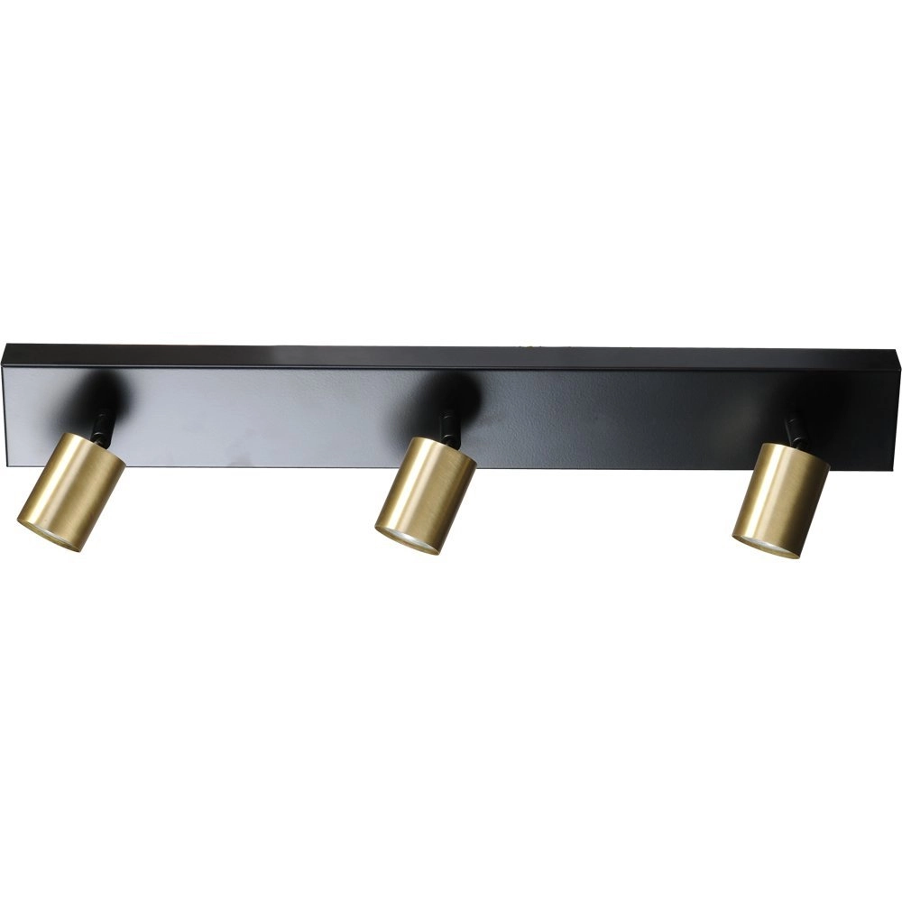 Plafondlamp zwart Bounce met 3 gouden spots
