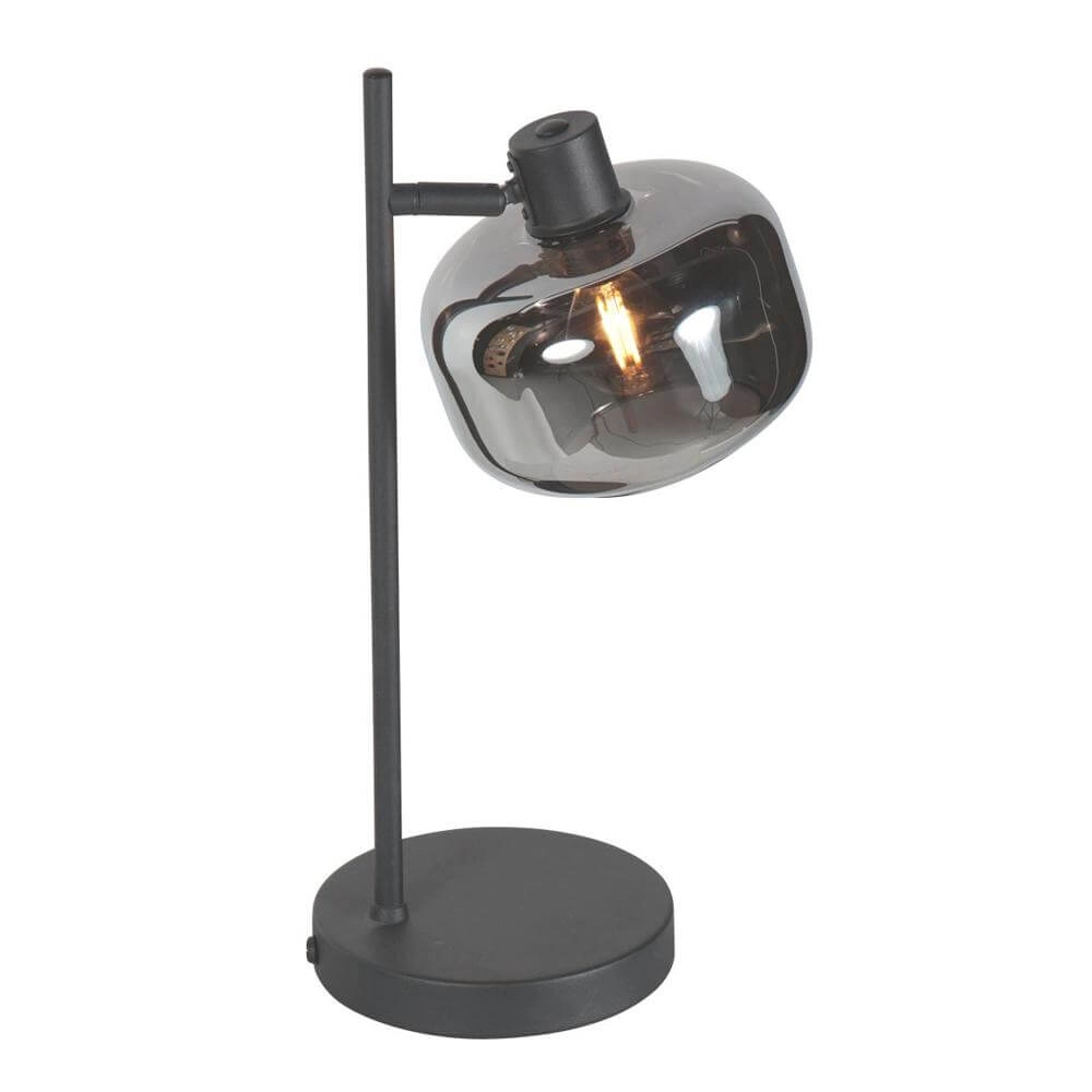 Zwarte tafellamp Tenebris met smoke glas Steinhauer 8712746178142