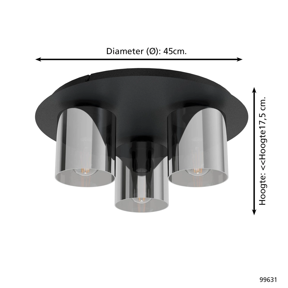 Plafondlamp Gorosiba 1 Ø 45cm - met smoke glas Eglo 9002759996314