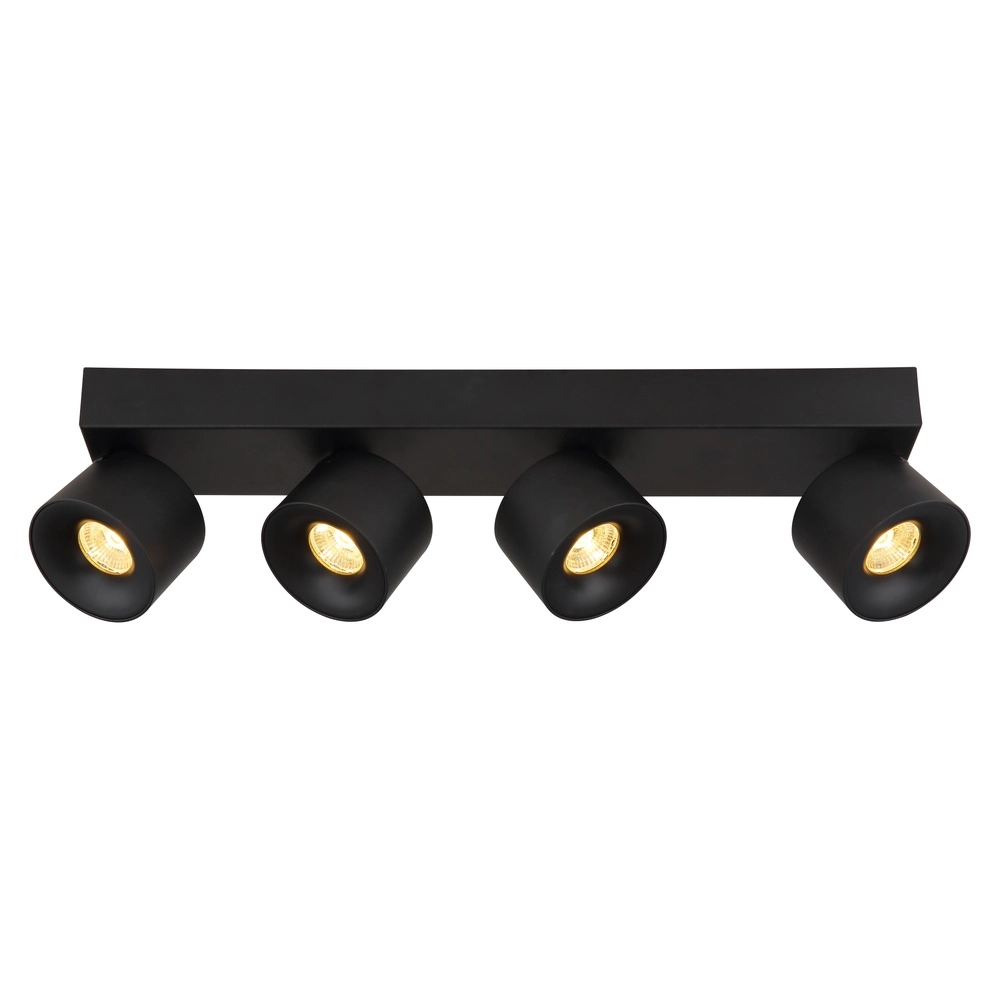 Strakke plafondlamp Rae 4-lichts zwart Globo 9007371459643