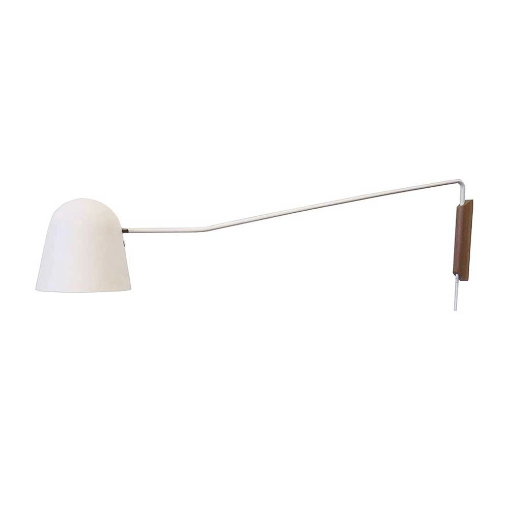 Strakke leeslamp Sensa wit met hout