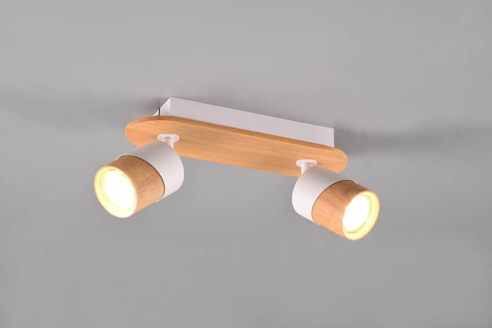 Plafondlamp hout met wit Aruni 2-lichts Trio 4017807562316