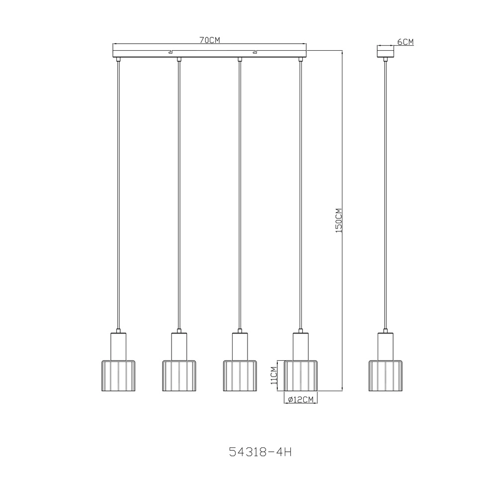 Hanglamp Walton 4-lichts koffie bruin Globo 9007371586189