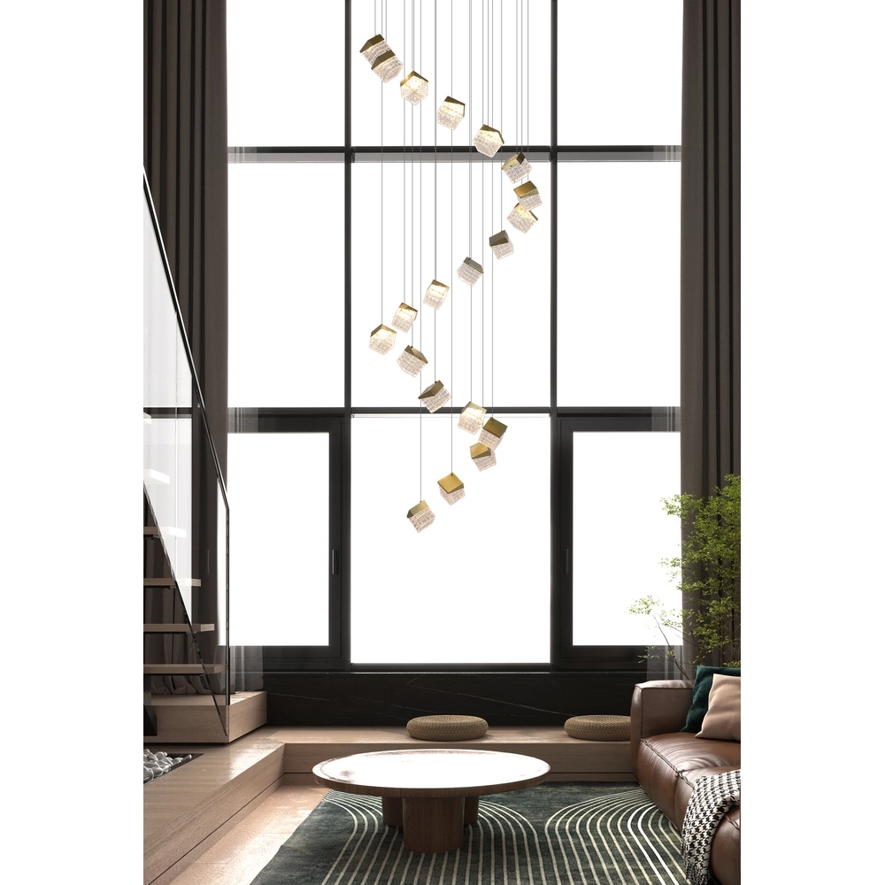 Design vide lamp Cuboid 20-lichts goud Searchlight 5053423302171