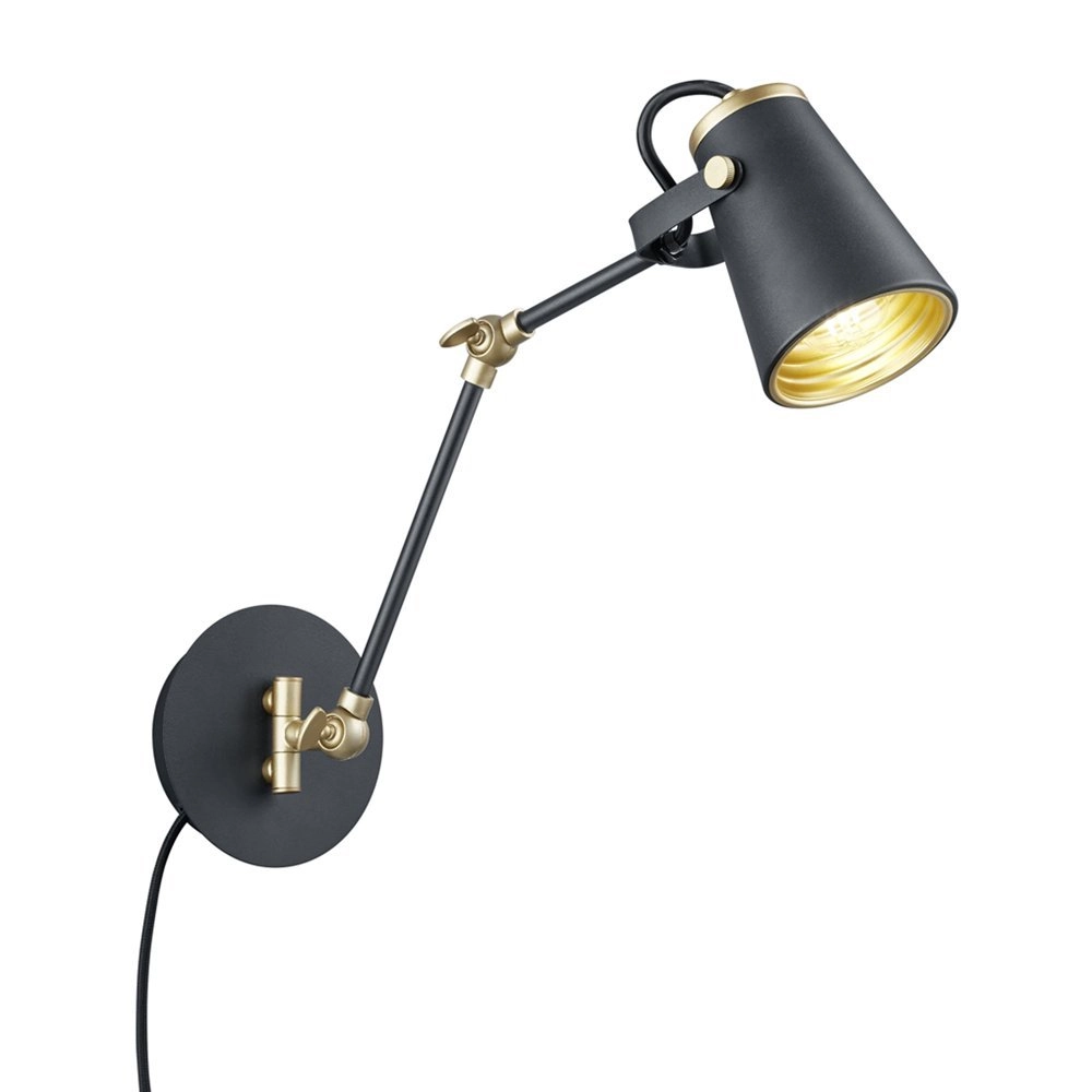 Leeslamp Edward zwart met goud