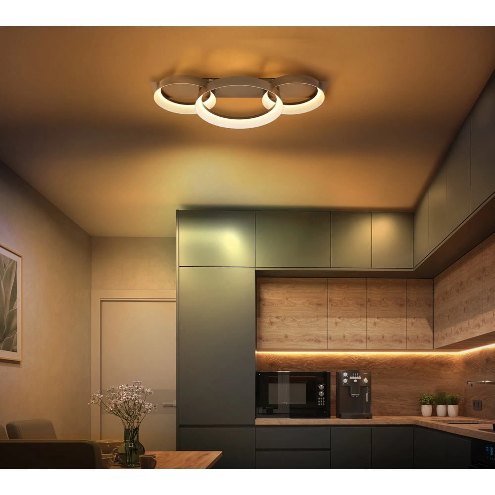 Strakke plafondlamp Syrakus koffie bruin 3 ringen Globo 9007371576081