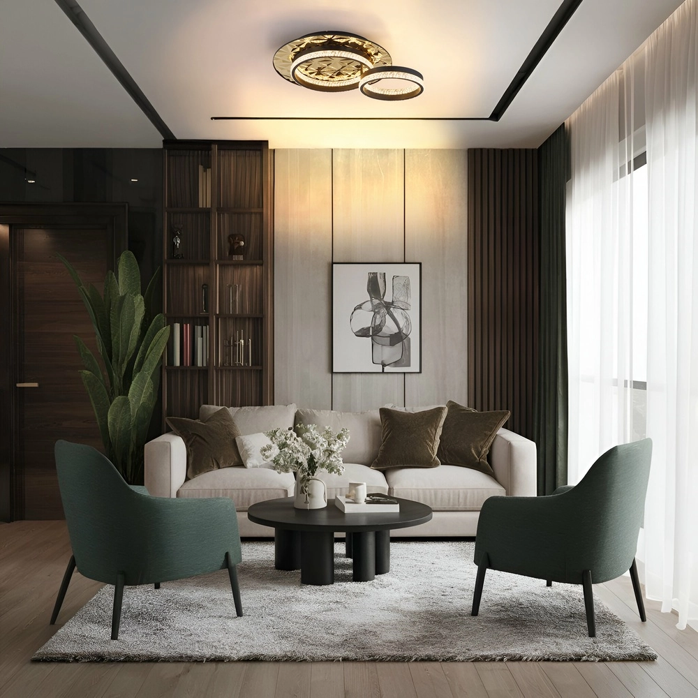 Design plafondlamp Della Ii zwart met goud Globo 9007371575190