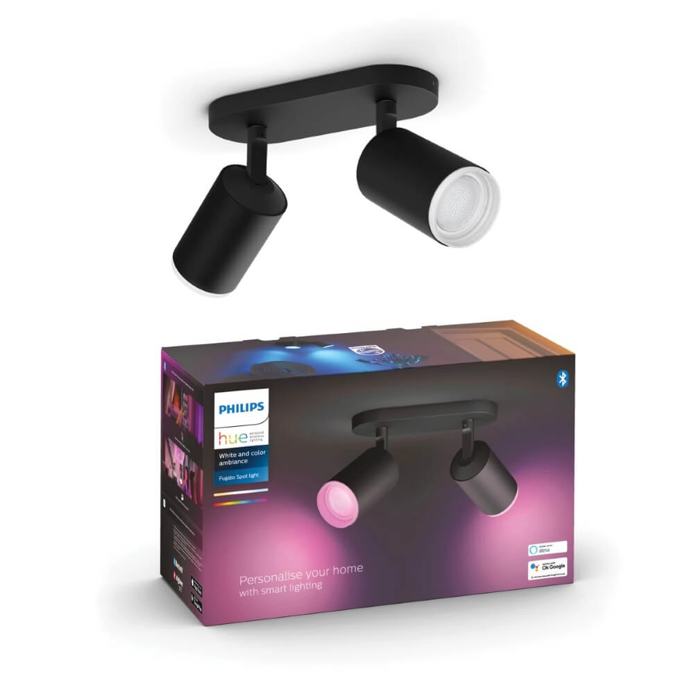 Dubbele spot Hue Fugato - White and color zwart Philips 8720169319271