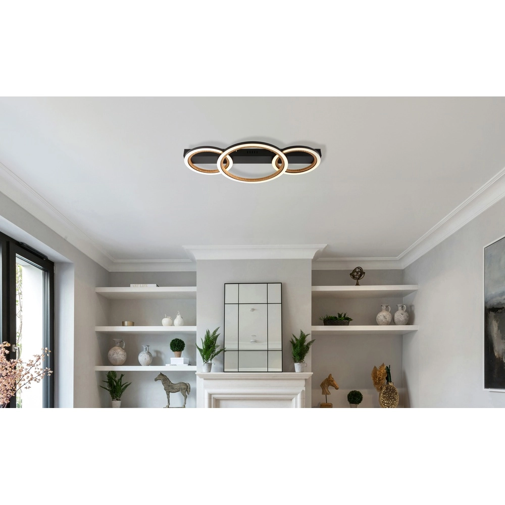 Plafondlamp Dakari I 3 ringen zwart Globo 9007371533787