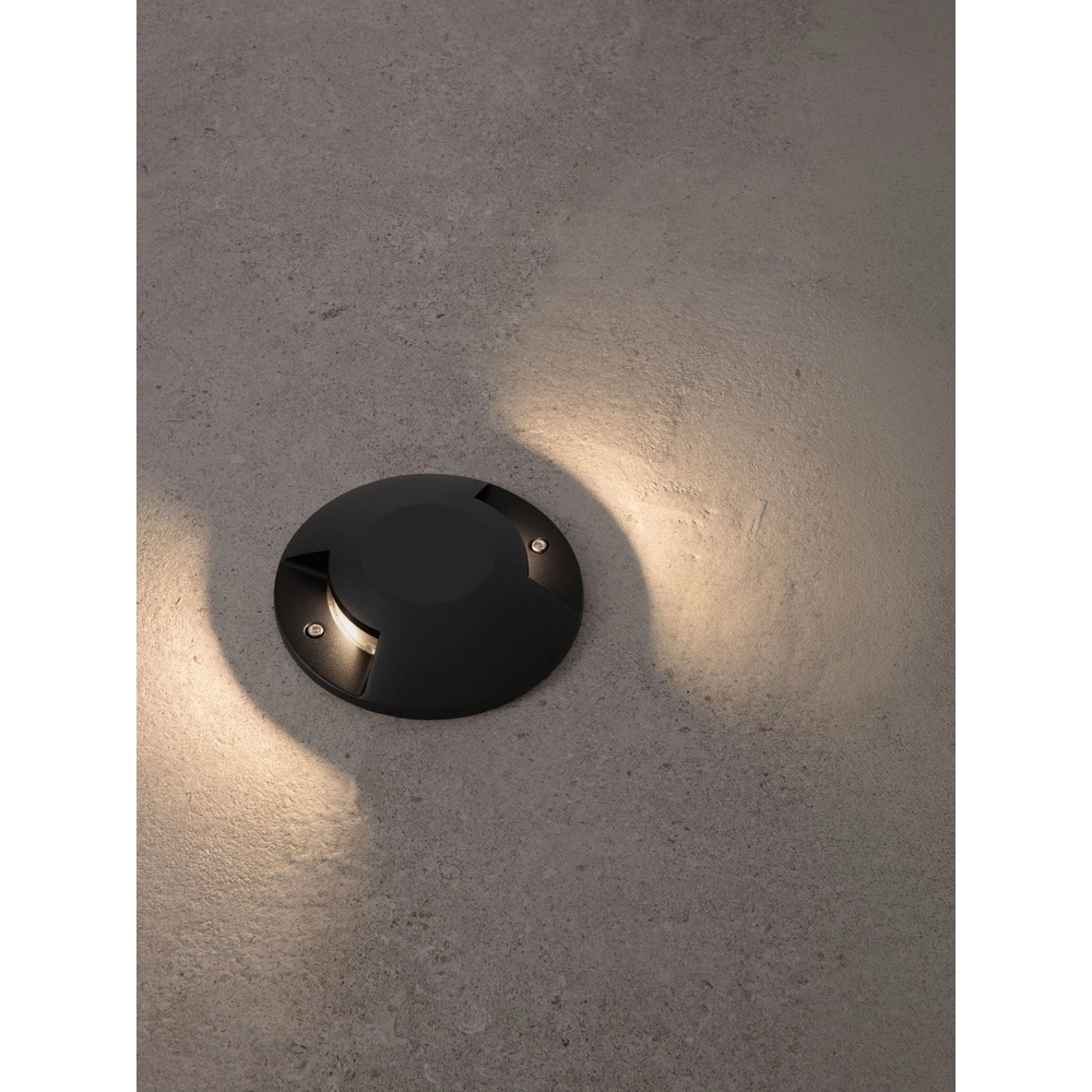 Platte opbouw grondspot Grado zwart - 12W Lyora 5212017497901