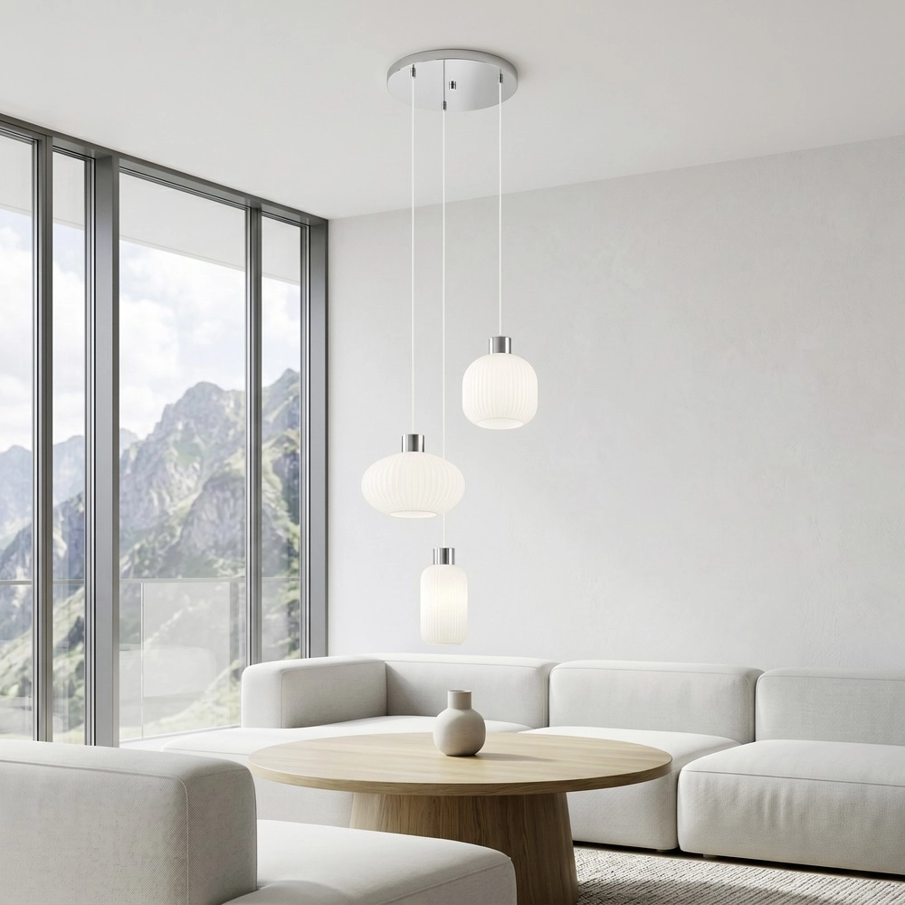 Design hanglamp Dasmina chroom met wit 3-lichts Eglo 9008606406371
