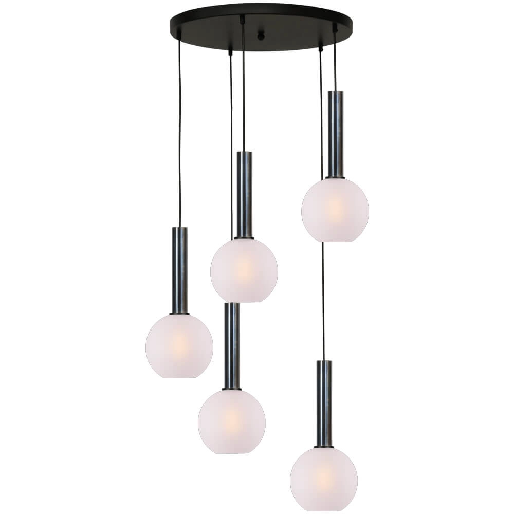 Vide hanglamp Bella 2 5-lichts met witte glazen