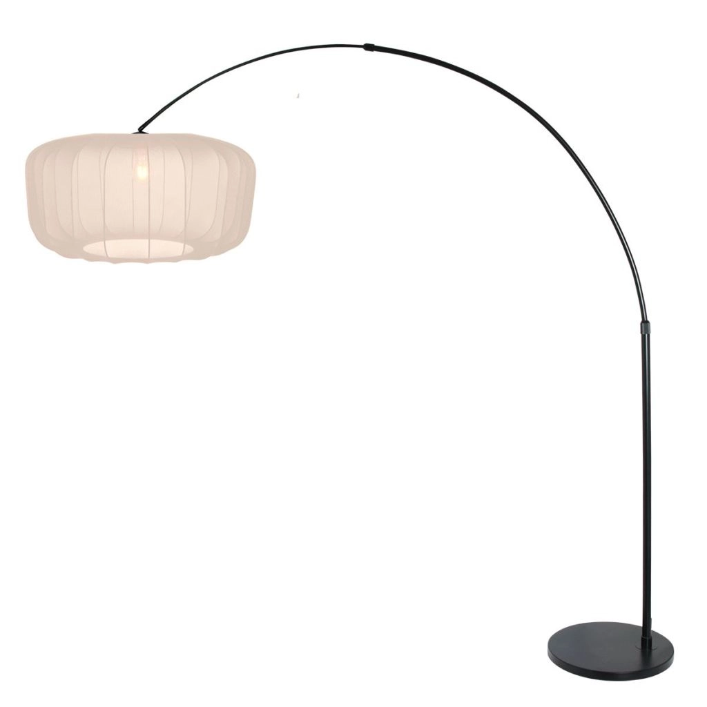 Zwarte booglamp Vela Lino met crème kap Ø60cm Steinhauer 8712746183580