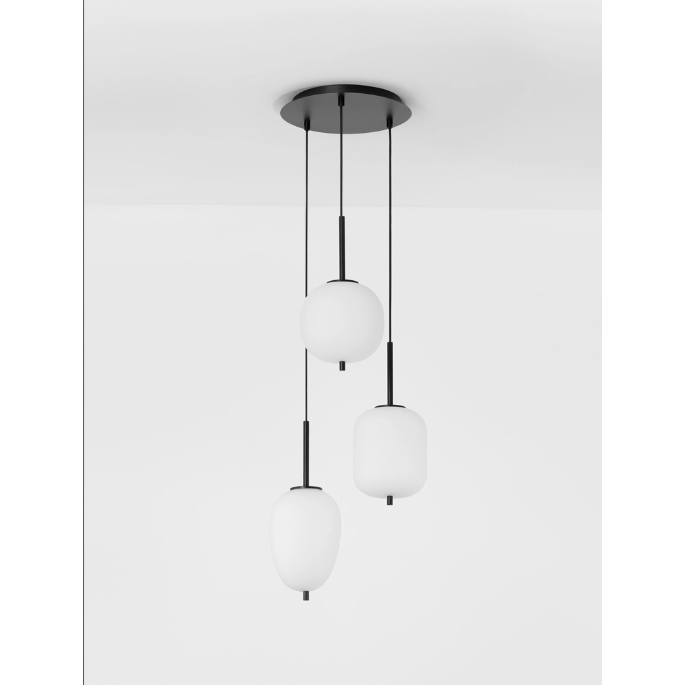 Hanglamp Lato 3-lichts zwart met wit Lyora 5212017434647