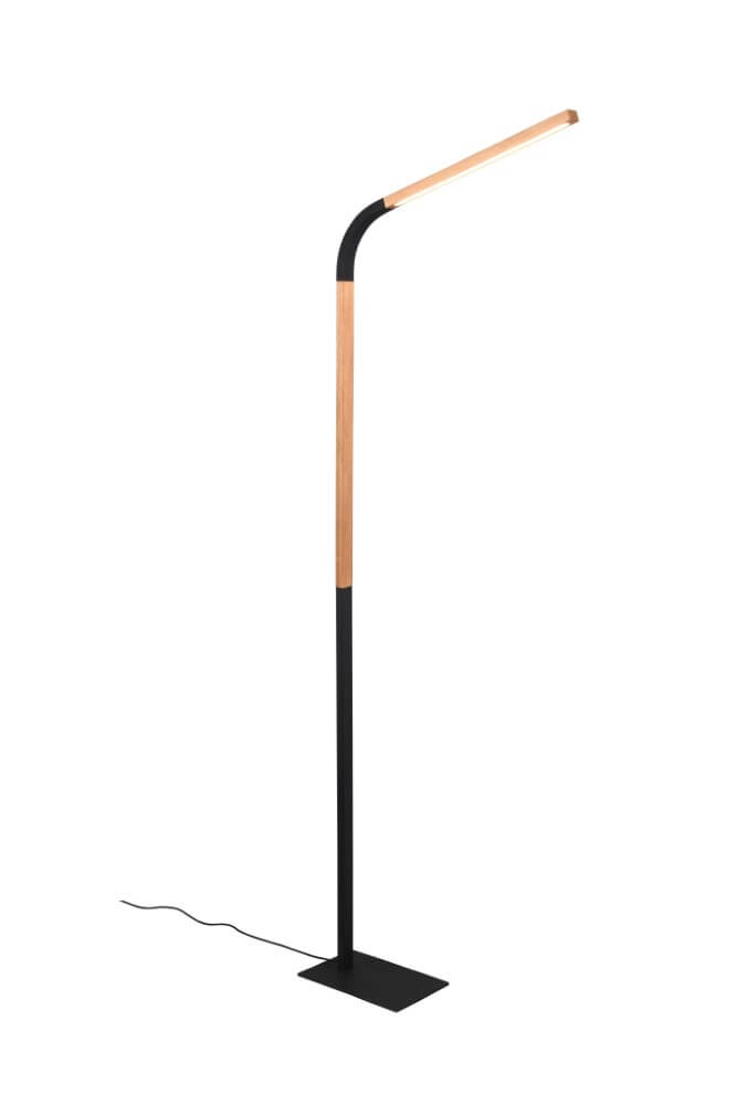 Flexibele leeslamp Norris zwart met hout