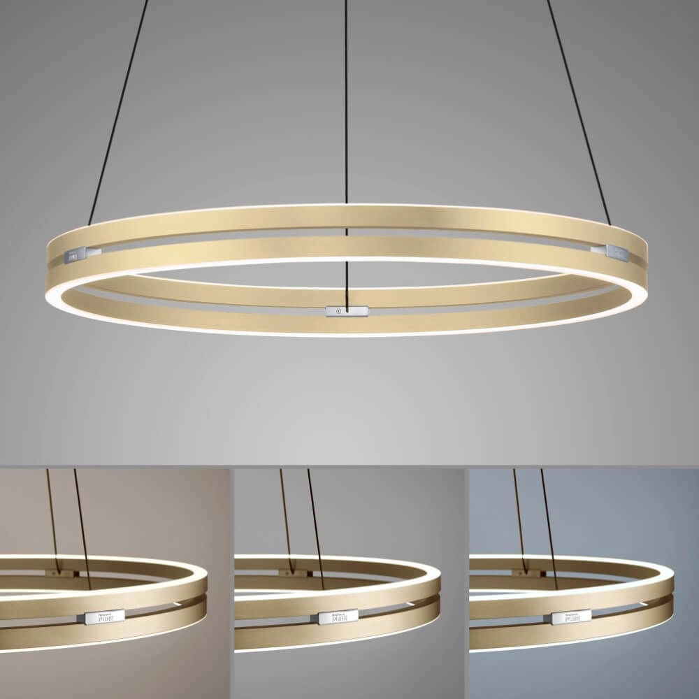 Strakke hanglamp Pure E-Loop messing Ø 70cm Paul Neuhaus 4012248372296
