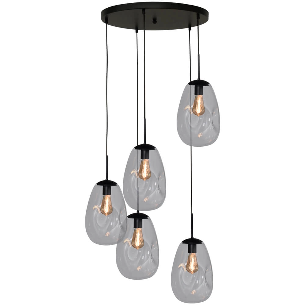 Vide hanglamp Lava 5x helder glas Ø 22,5cm