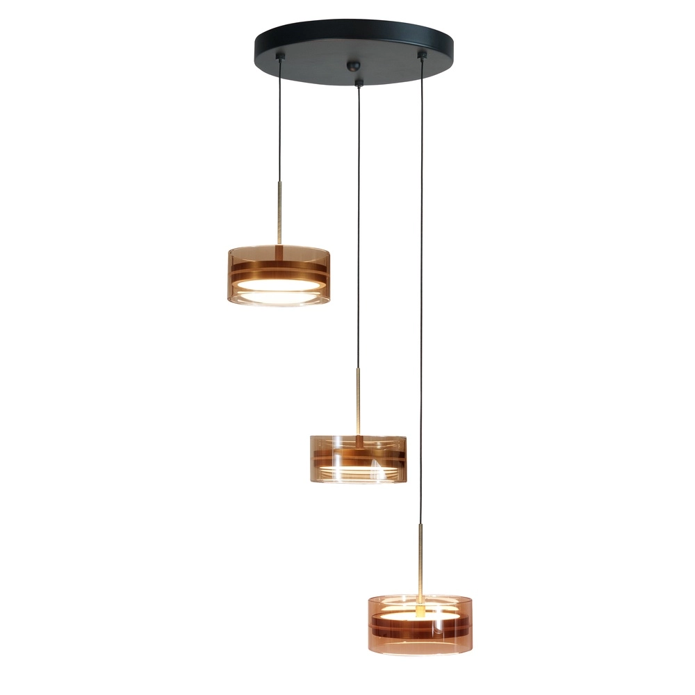 Design hanglamp Mini Enzo zwart met brons 3-lichts