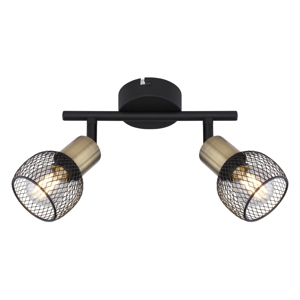 Plafondlamp Fiastra 2-lichts zwart met gaas Globo 9007371415120