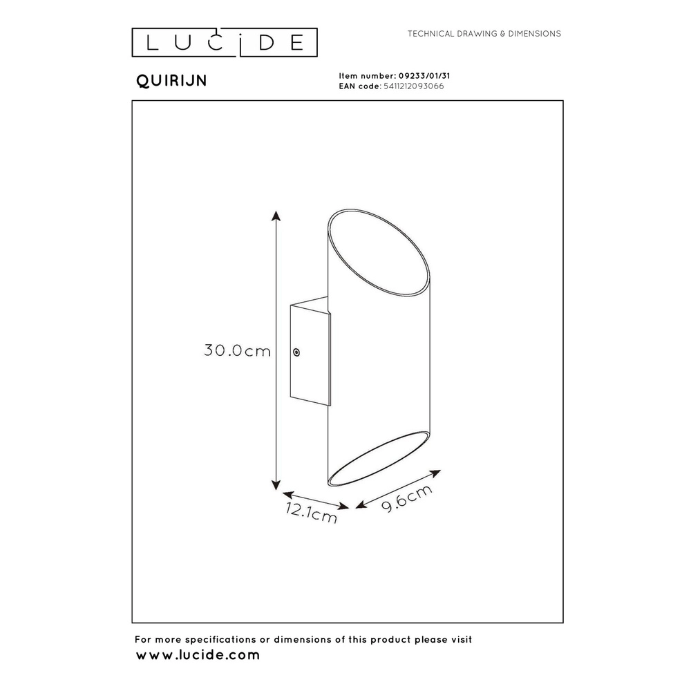 Wandspot Quirijn wit Lucide 5411212093066