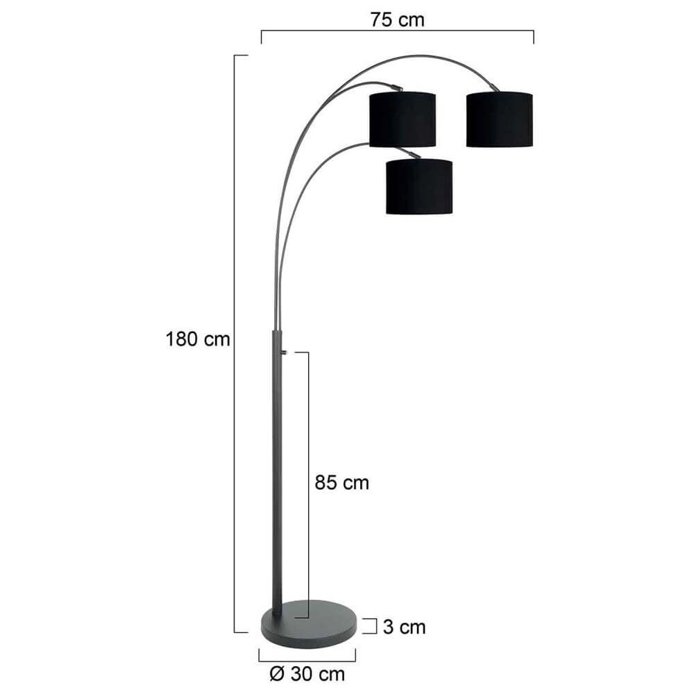 Vloerlamp Sparkled light met zwarte kappen Steinhauer 8712746175646
