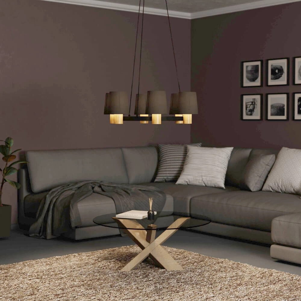 Hanglamp Edale Ø 70cm - met bruine kapjes Eglo 9002759437817
