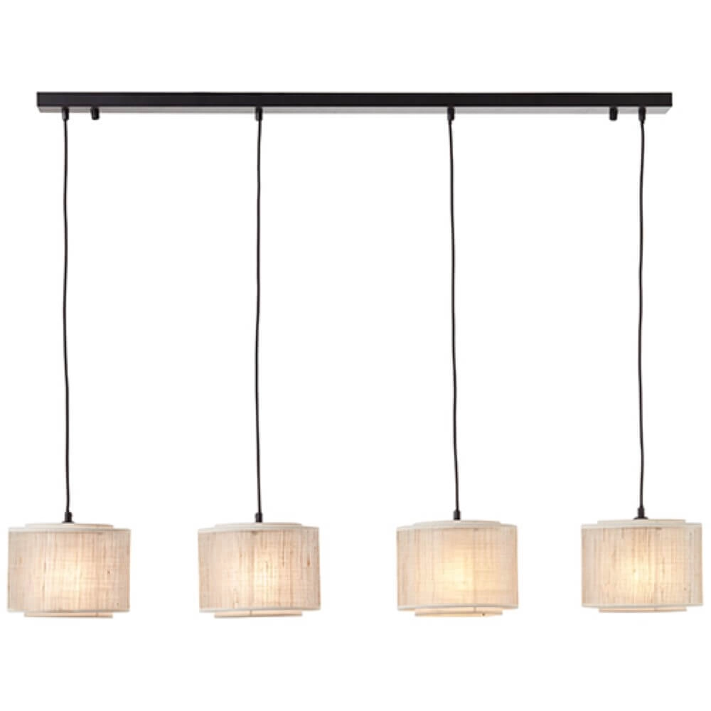 Hanglamp Odar 4-lichts zwart met zandkleur