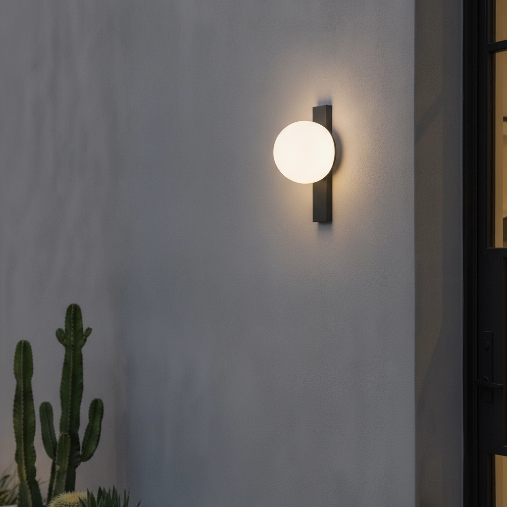 Unieke wandlamp Remi zwart met witte bol