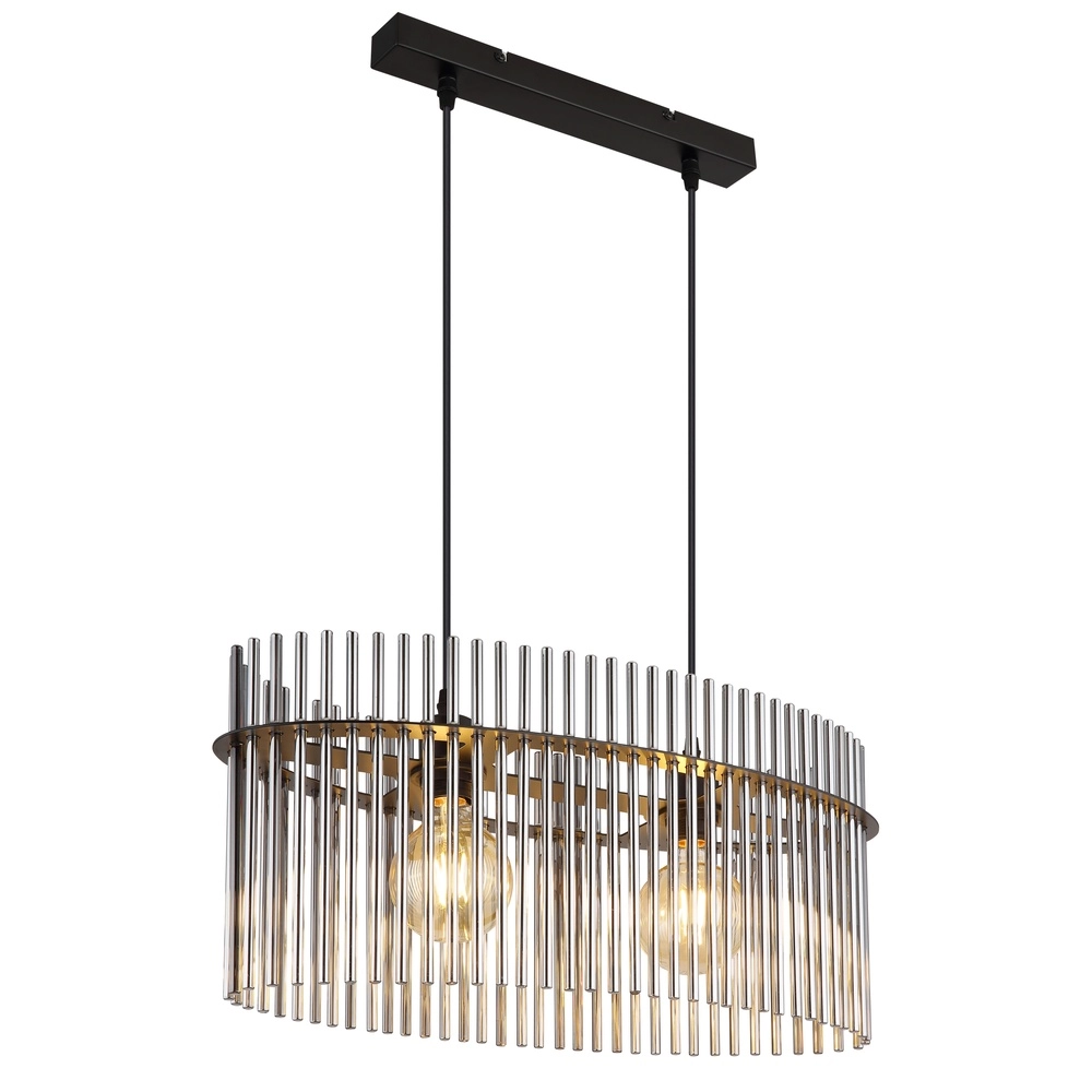 Hanglamp Gorley zwart met smoke glas staafjes