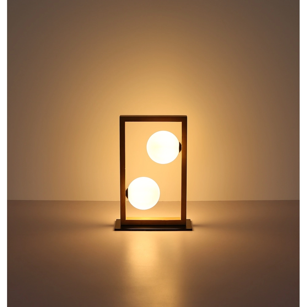 Moderne tafellamp Nanda zwart met hout Globo 9007371510948