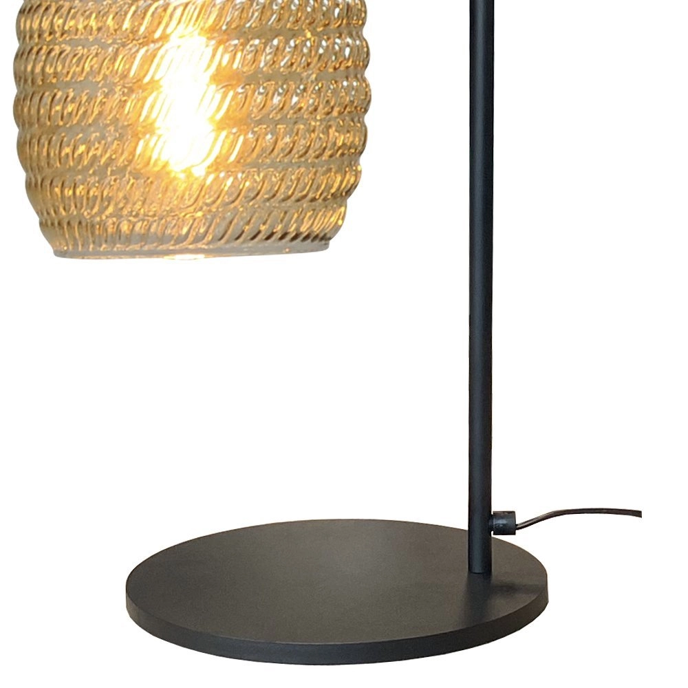 Tafellamp geribd glas Bounty zwart en goud Masterlight 8718121251080