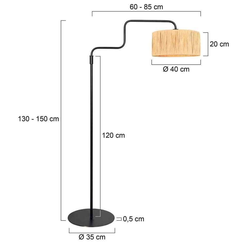 Vloerlamp zwart Bloeba met strokleurige kap Steinhauer 8712746177039