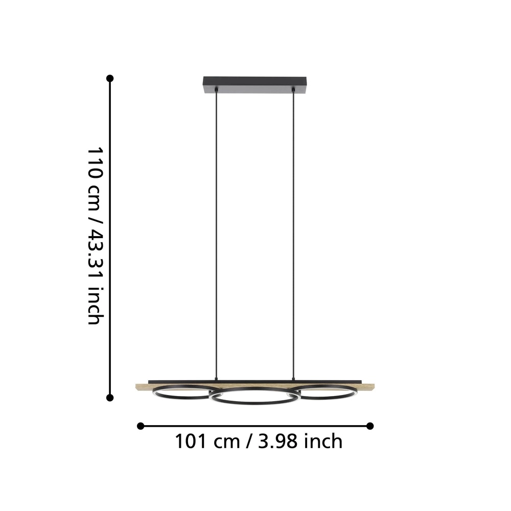 Hanglamp Boyal led - met houtlook Eglo 9008606327218