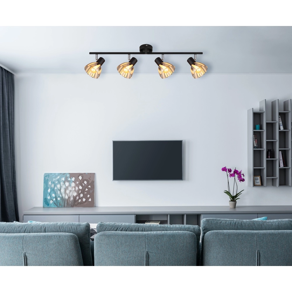 Plafondlamp 4-lichts Zachery zwart Globo 9007371525492