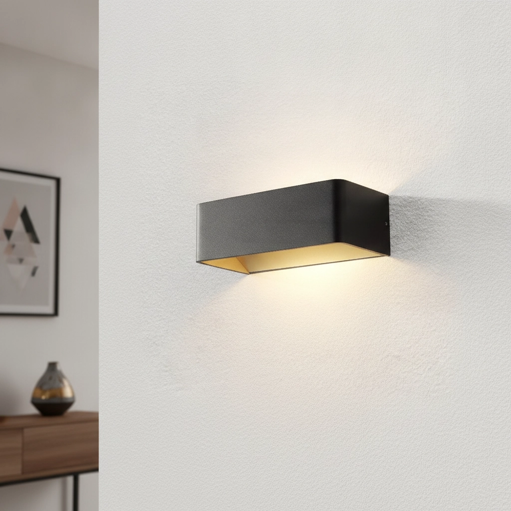 Design wandlamp Mainz rechthoek zwart goud