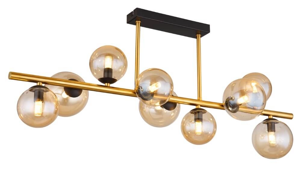 Plafondlamp Riha 9-lichts zwart met goud