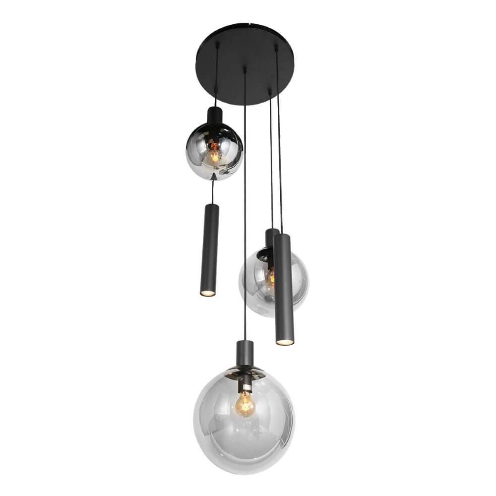 Vide hanglamp Bollique zwart met rookglas