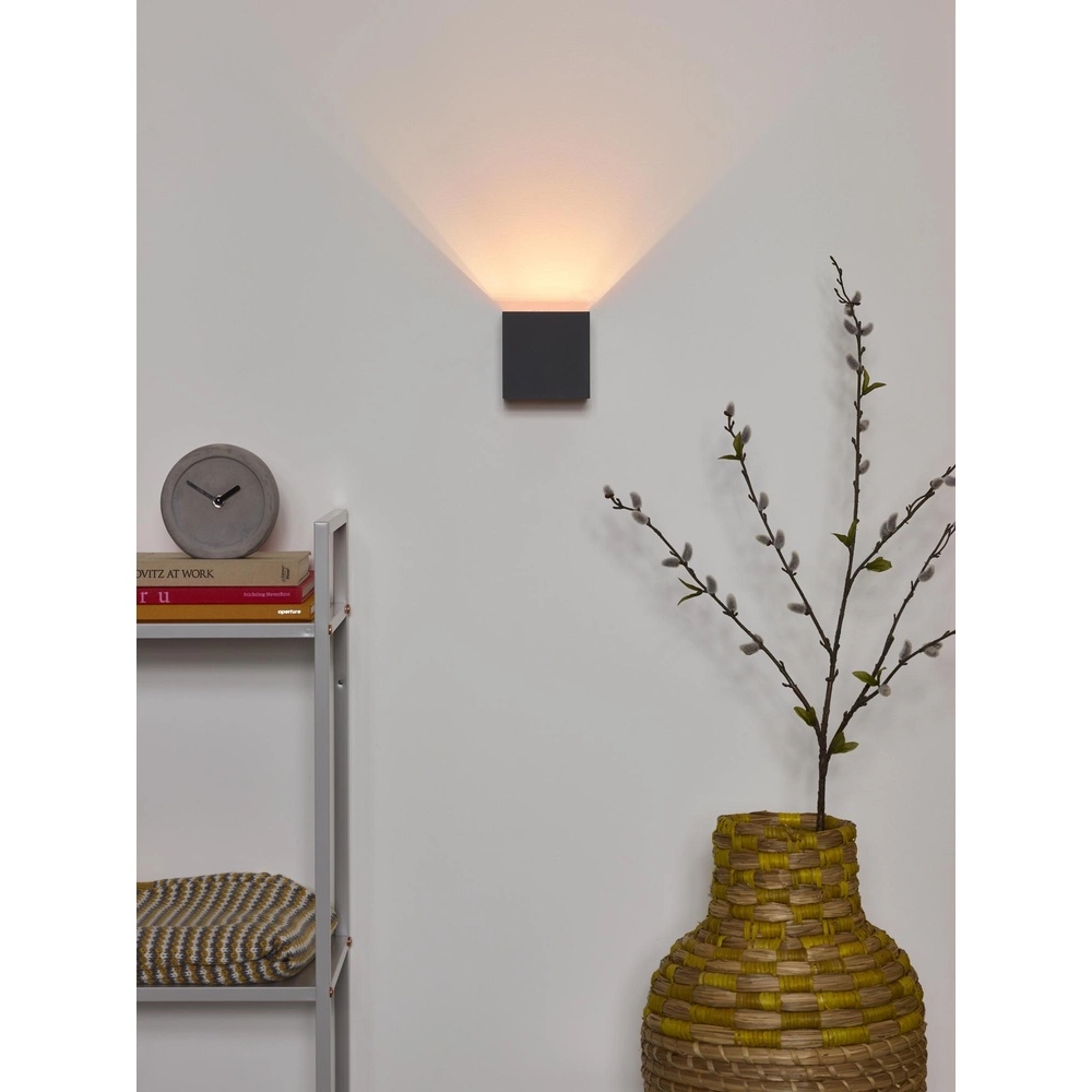 Vierkante wandspot Xio 2700K grijs Lucide 5411212091901